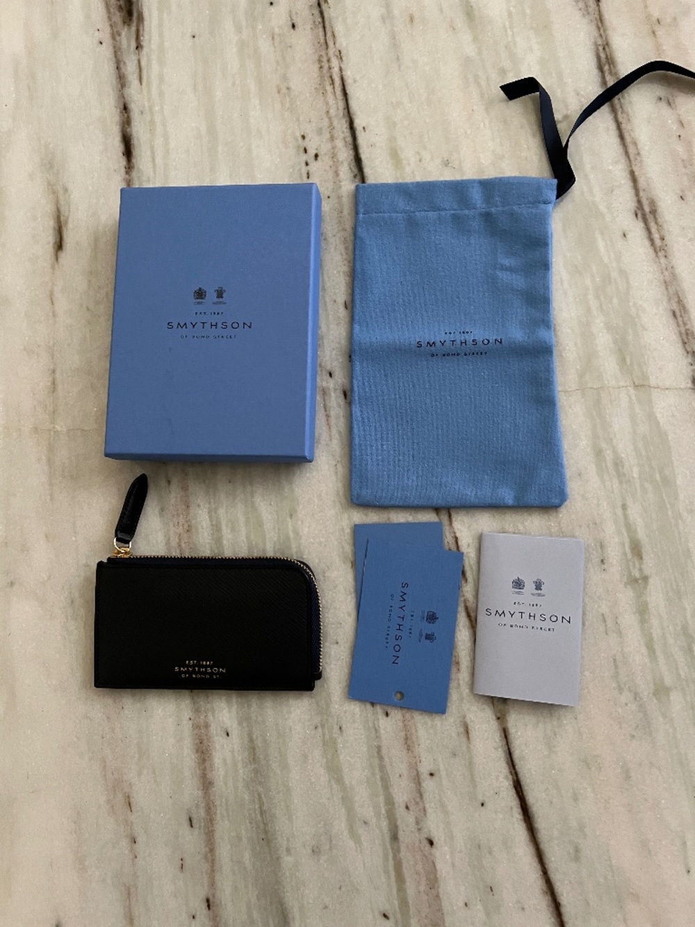 Smythson 4 Card Slot Coin Purse - Navy